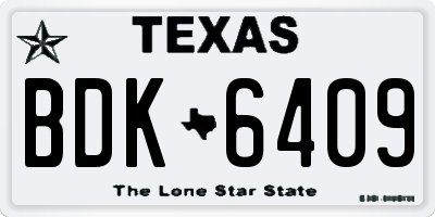 TX license plate BDK6409