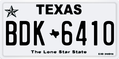 TX license plate BDK6410