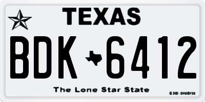 TX license plate BDK6412