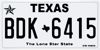 TX license plate BDK6415