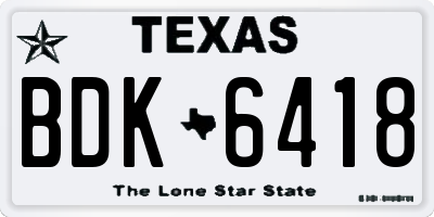 TX license plate BDK6418