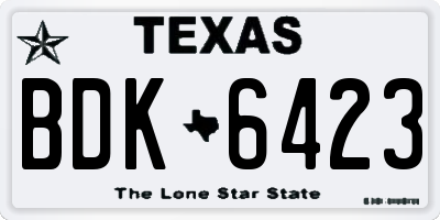 TX license plate BDK6423