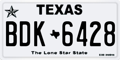 TX license plate BDK6428