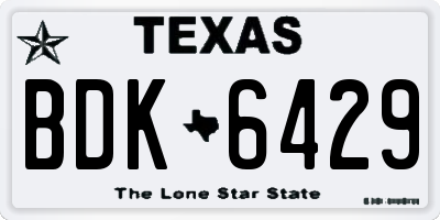 TX license plate BDK6429