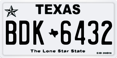 TX license plate BDK6432