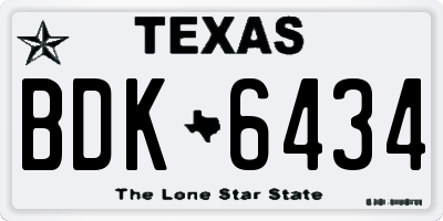 TX license plate BDK6434