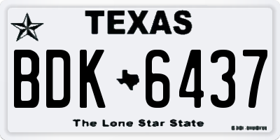 TX license plate BDK6437