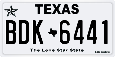 TX license plate BDK6441