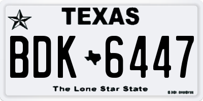 TX license plate BDK6447