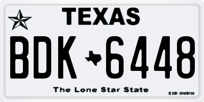 TX license plate BDK6448