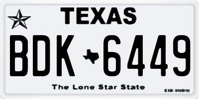 TX license plate BDK6449