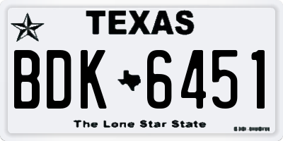 TX license plate BDK6451