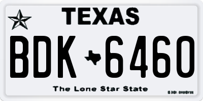 TX license plate BDK6460