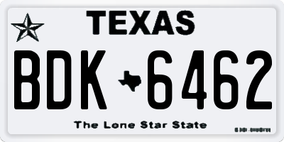 TX license plate BDK6462