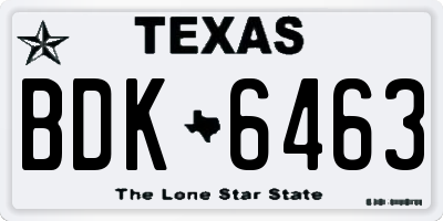 TX license plate BDK6463