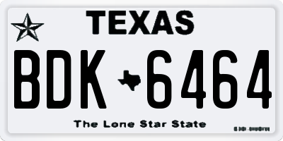 TX license plate BDK6464