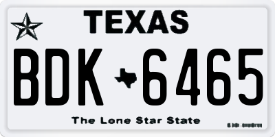 TX license plate BDK6465