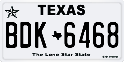TX license plate BDK6468
