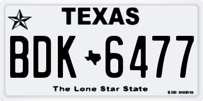 TX license plate BDK6477