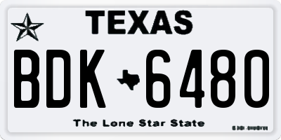 TX license plate BDK6480