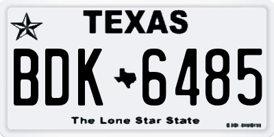 TX license plate BDK6485