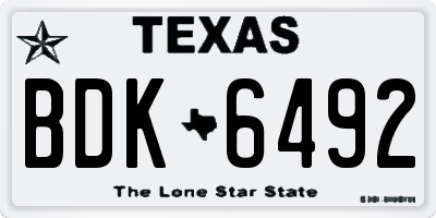 TX license plate BDK6492