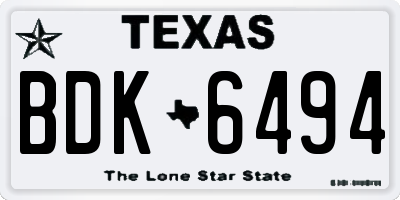 TX license plate BDK6494