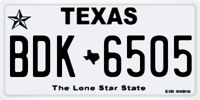 TX license plate BDK6505