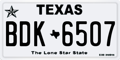 TX license plate BDK6507