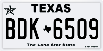 TX license plate BDK6509