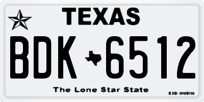 TX license plate BDK6512