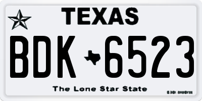 TX license plate BDK6523