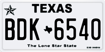 TX license plate BDK6540