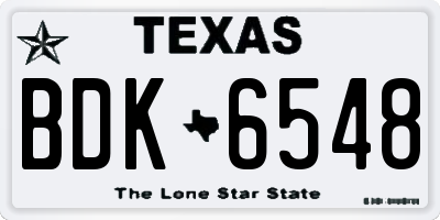 TX license plate BDK6548