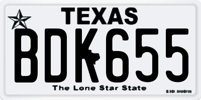 TX license plate BDK655