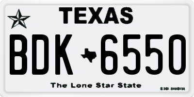 TX license plate BDK6550