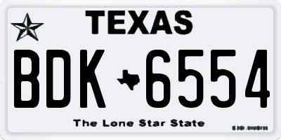 TX license plate BDK6554