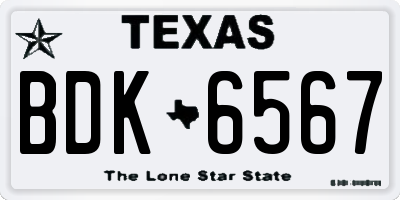 TX license plate BDK6567