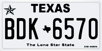 TX license plate BDK6570