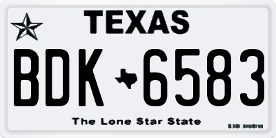 TX license plate BDK6583