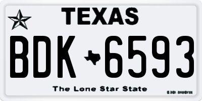 TX license plate BDK6593