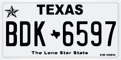 TX license plate BDK6597