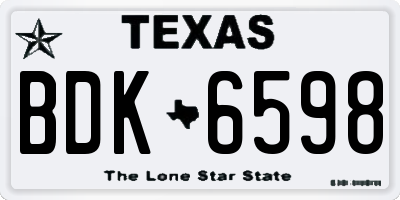 TX license plate BDK6598