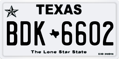 TX license plate BDK6602
