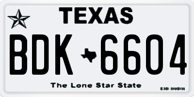 TX license plate BDK6604