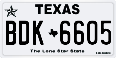 TX license plate BDK6605