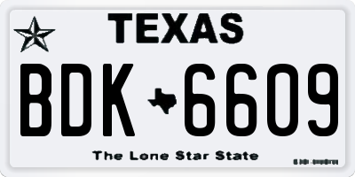 TX license plate BDK6609