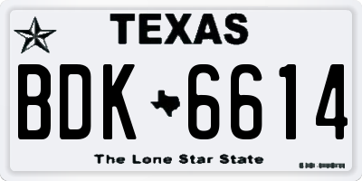 TX license plate BDK6614