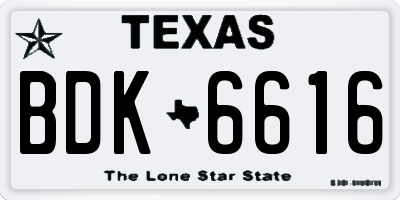 TX license plate BDK6616