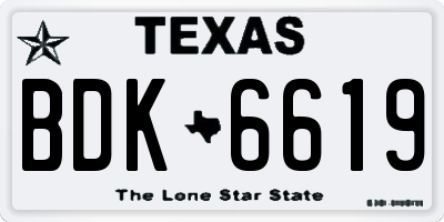 TX license plate BDK6619